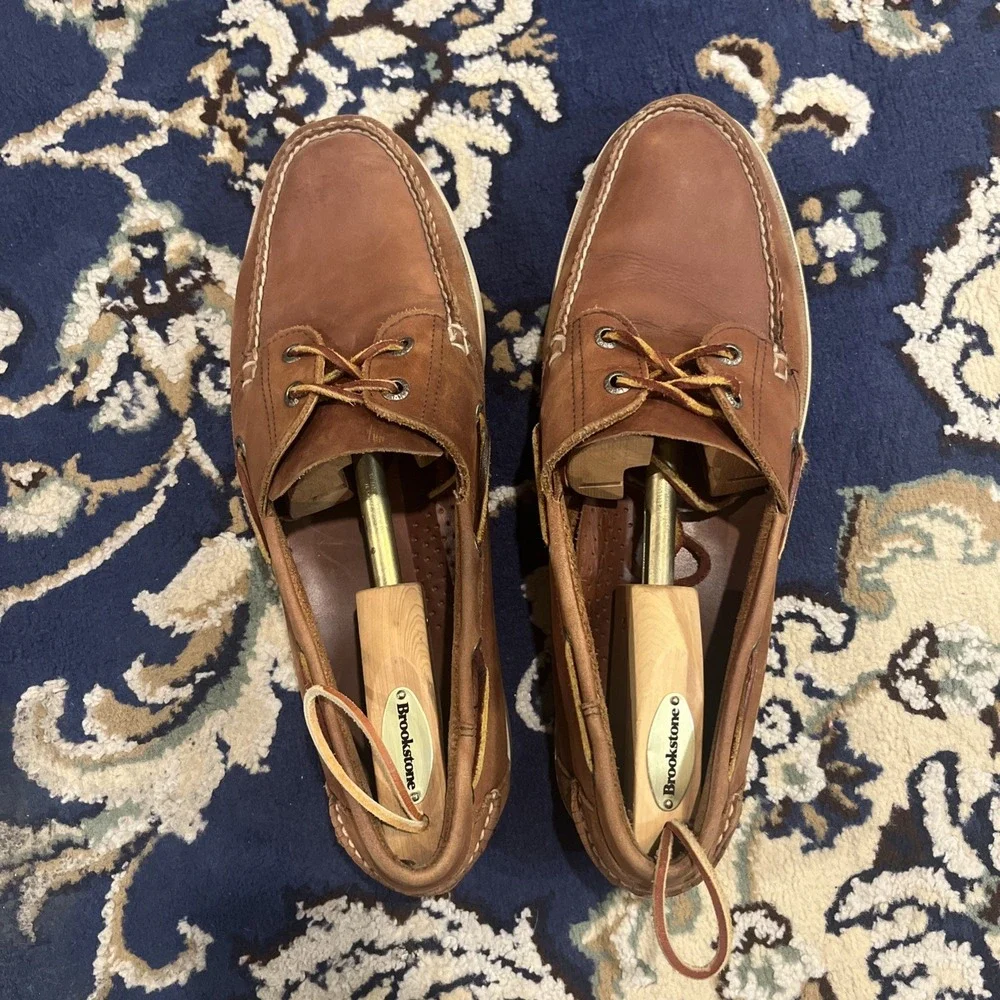 L.L Bean Size 13 D Leather Classic Camp Moc Deck Boat Shoe Brown  Mens